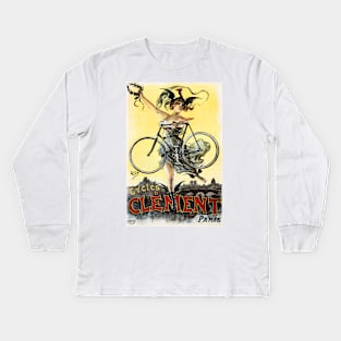 CLEMENT CYCLES Paris Art Nouveau Vintage French Advertising Kids Long Sleeve T-Shirt